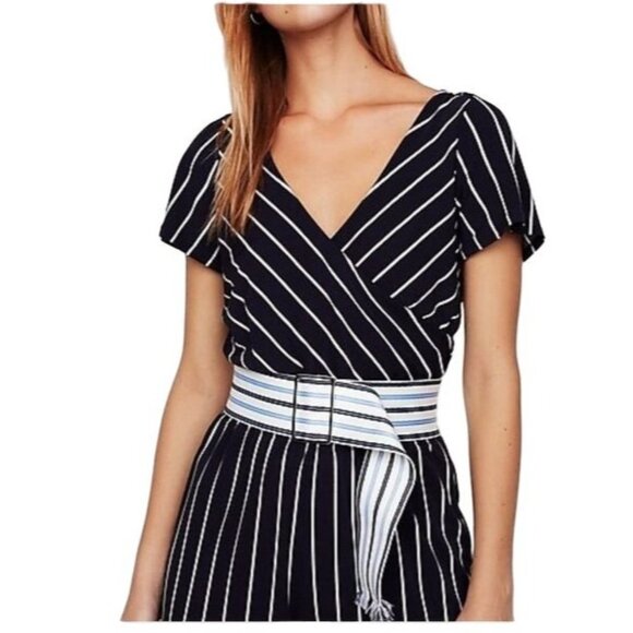 Express Blue & White Striped Wide Ribbon Belt Size XS/S New - Picture 1 of 4